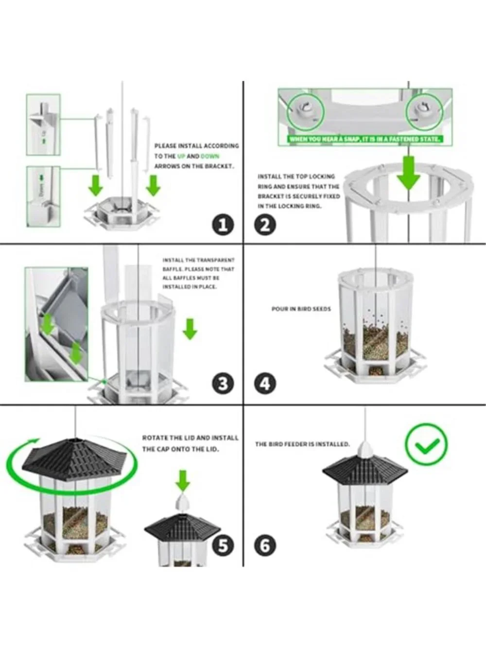 New 2 Pack Bird Feeders for Outdoor Hanging, Retro Pagoda Design Fun